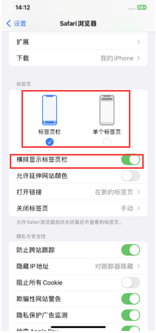 保山苹果手机维修分享Safari浏览器如何切换标签栏位置 